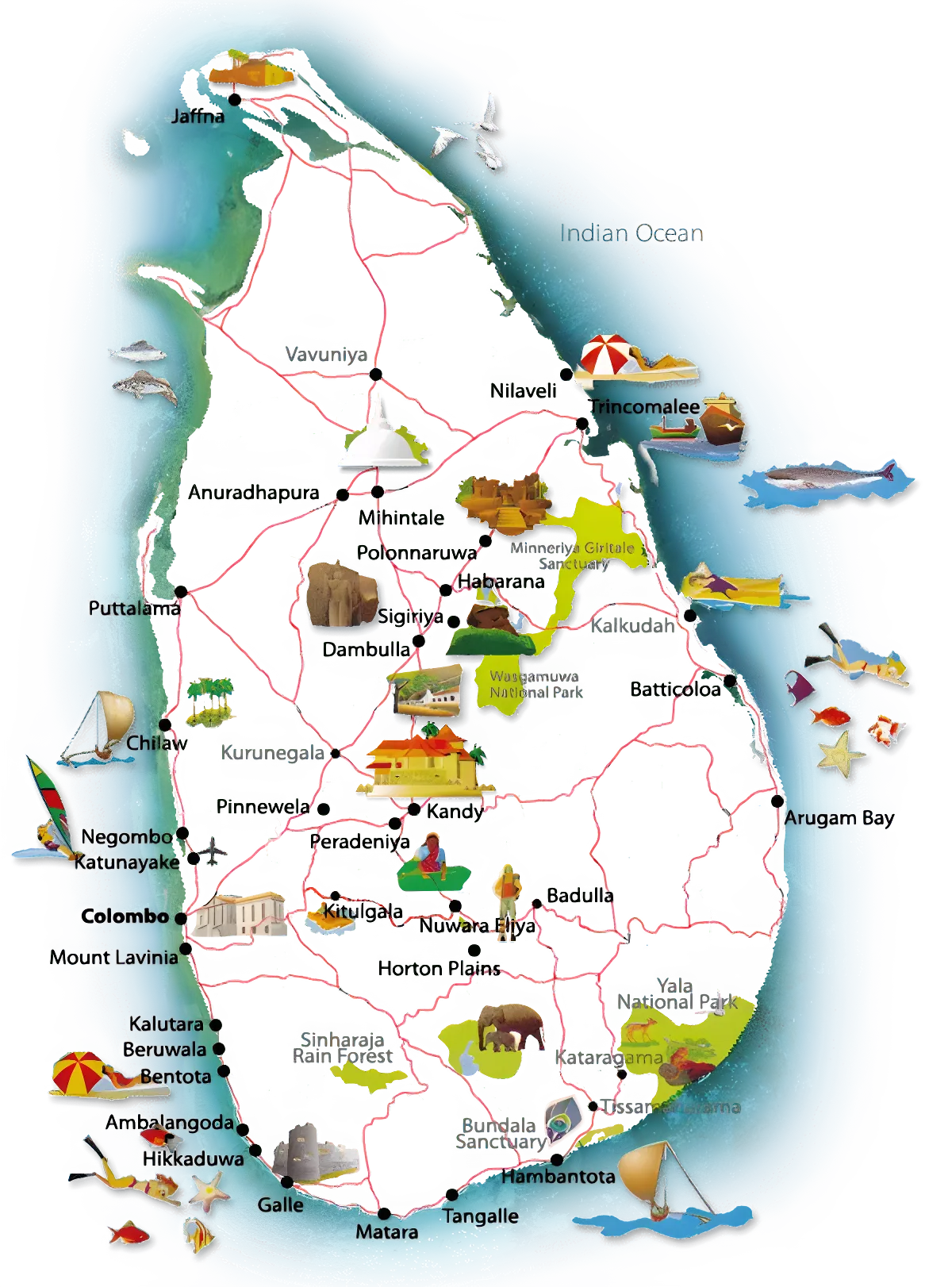 Sri Lanka Taxi Tours Map
